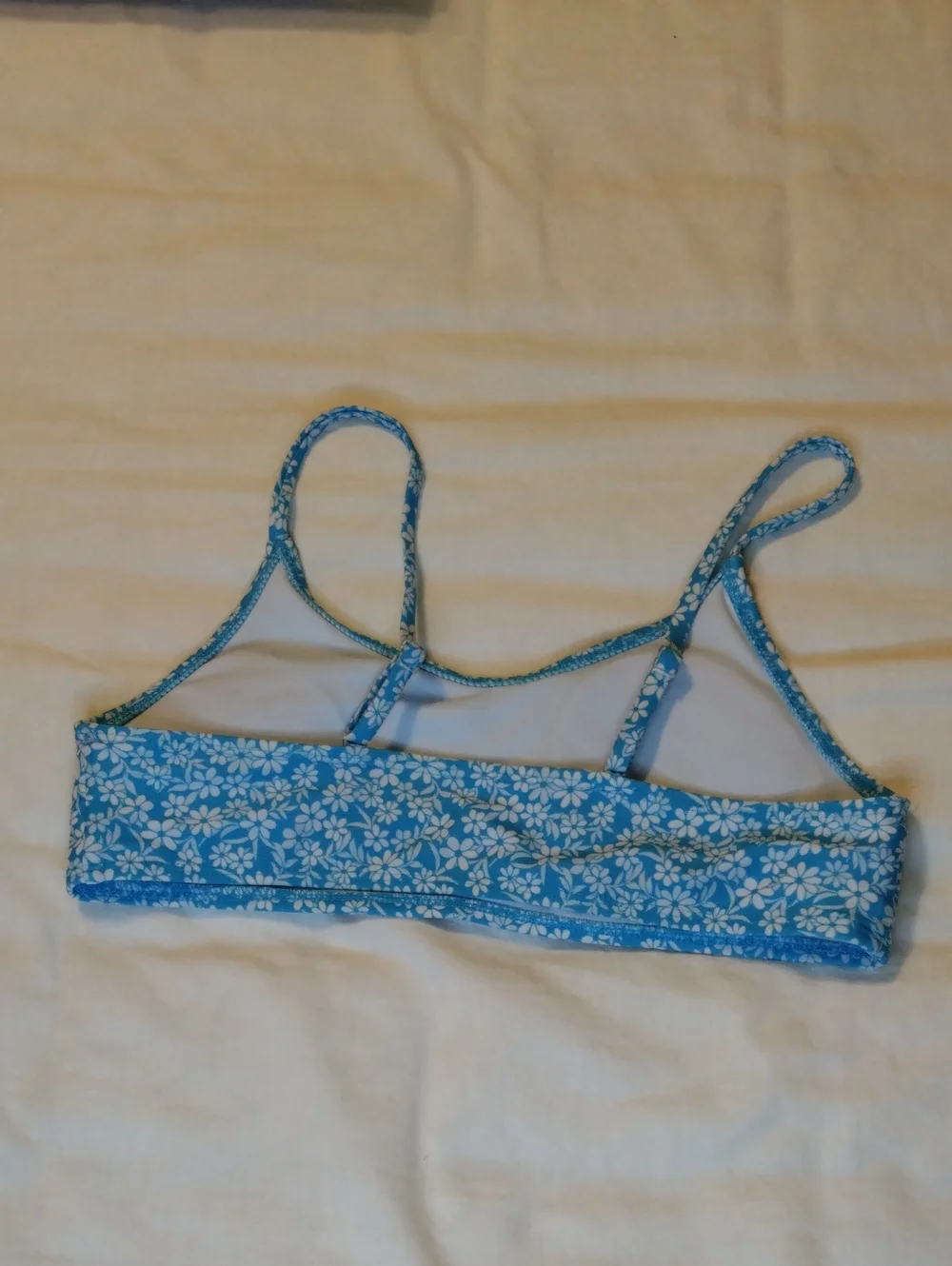 art class Blue Floral Kids Bikini Top with Thin Straps